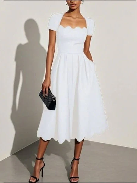 Floral Print Square Neck Midi Dress - Image 2