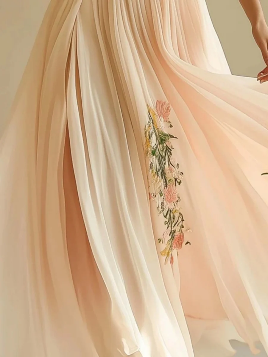 Floral Print V-neck Short Sleeve Maxi Dresses - Image 2