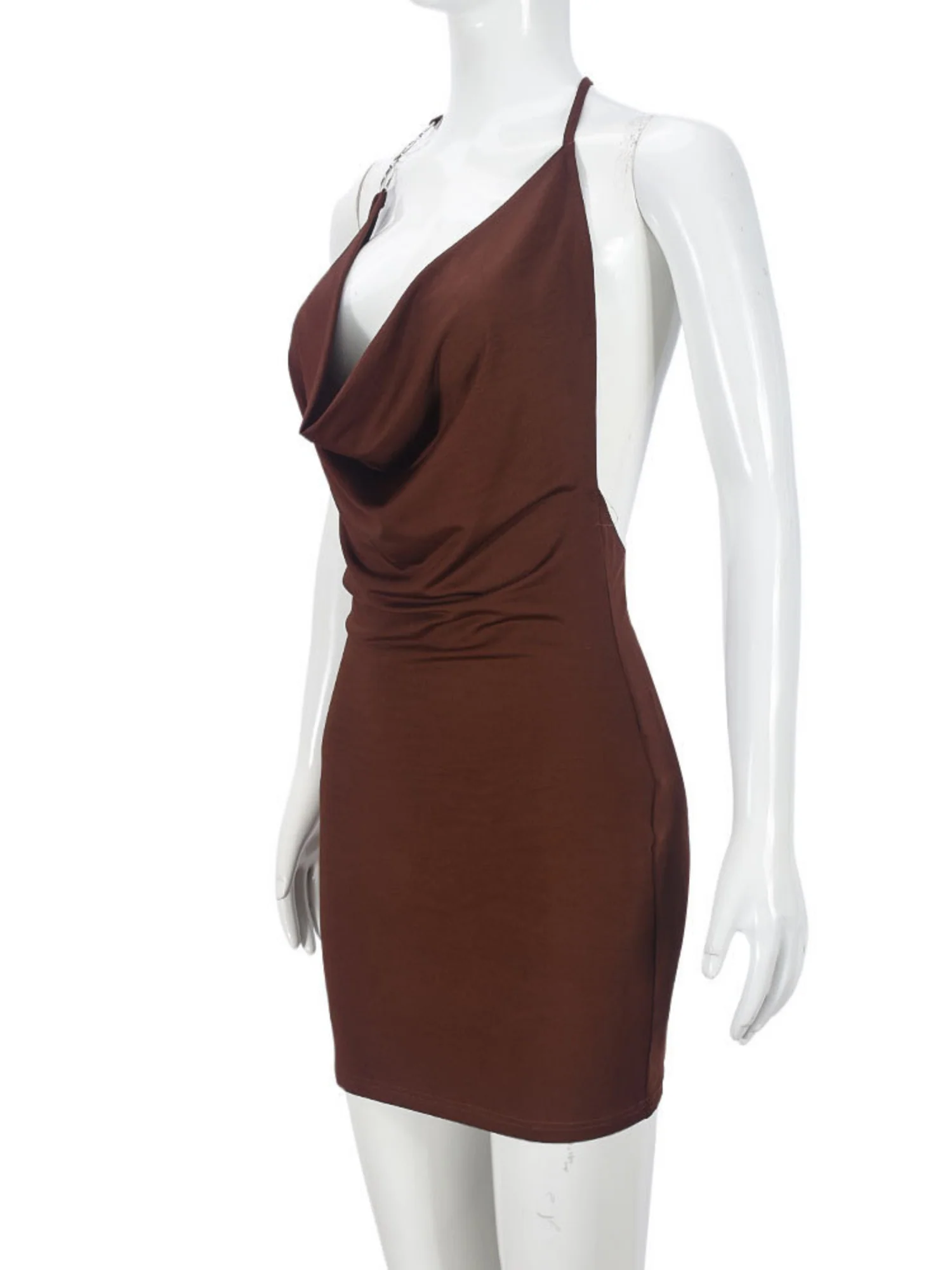 Deep V-neck Exposed Backpack Buttocks Camisoles Mini&Short Dresses - Image 4