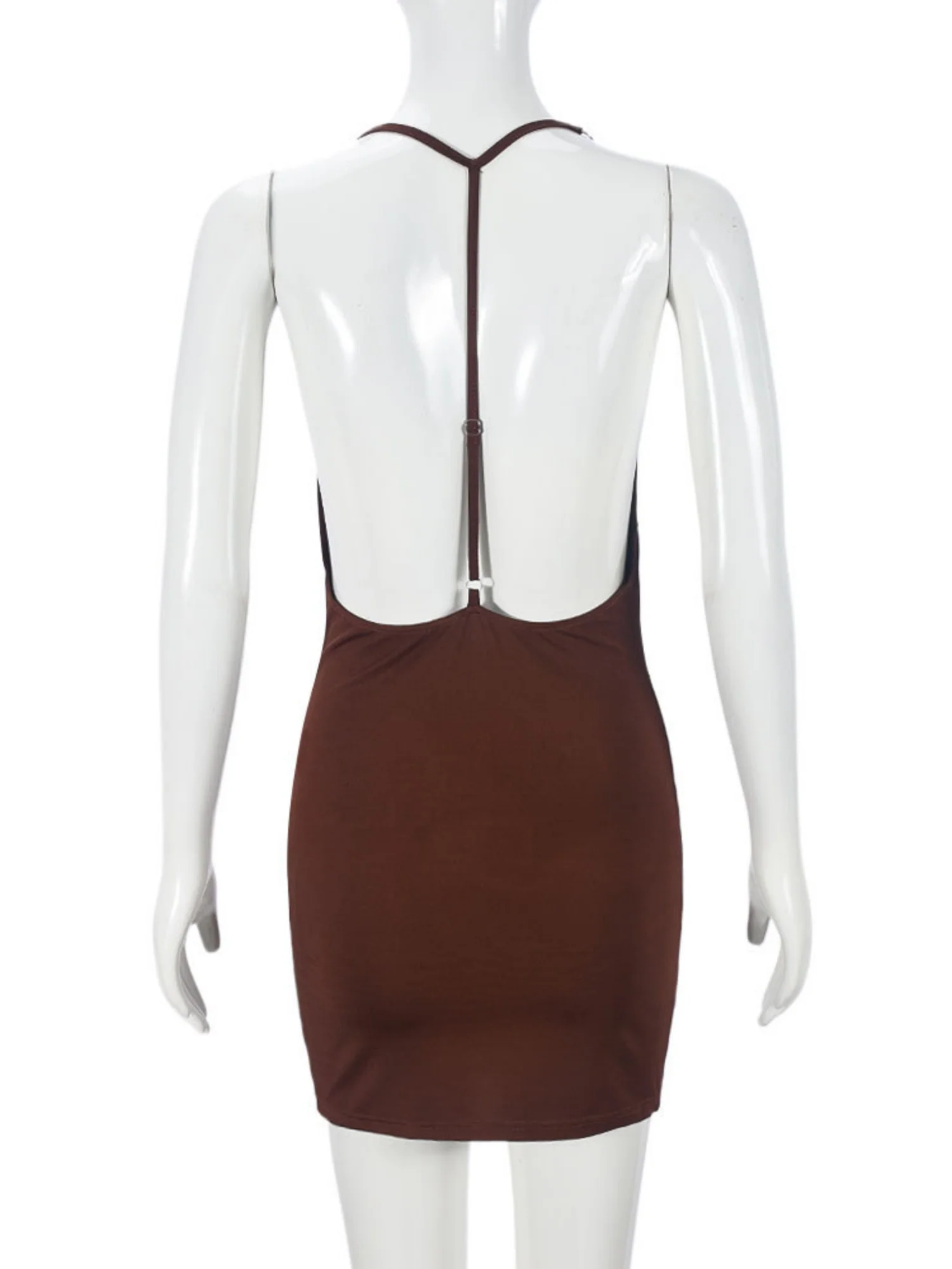 Deep V-neck Exposed Backpack Buttocks Camisoles Mini&Short Dresses - Image 5