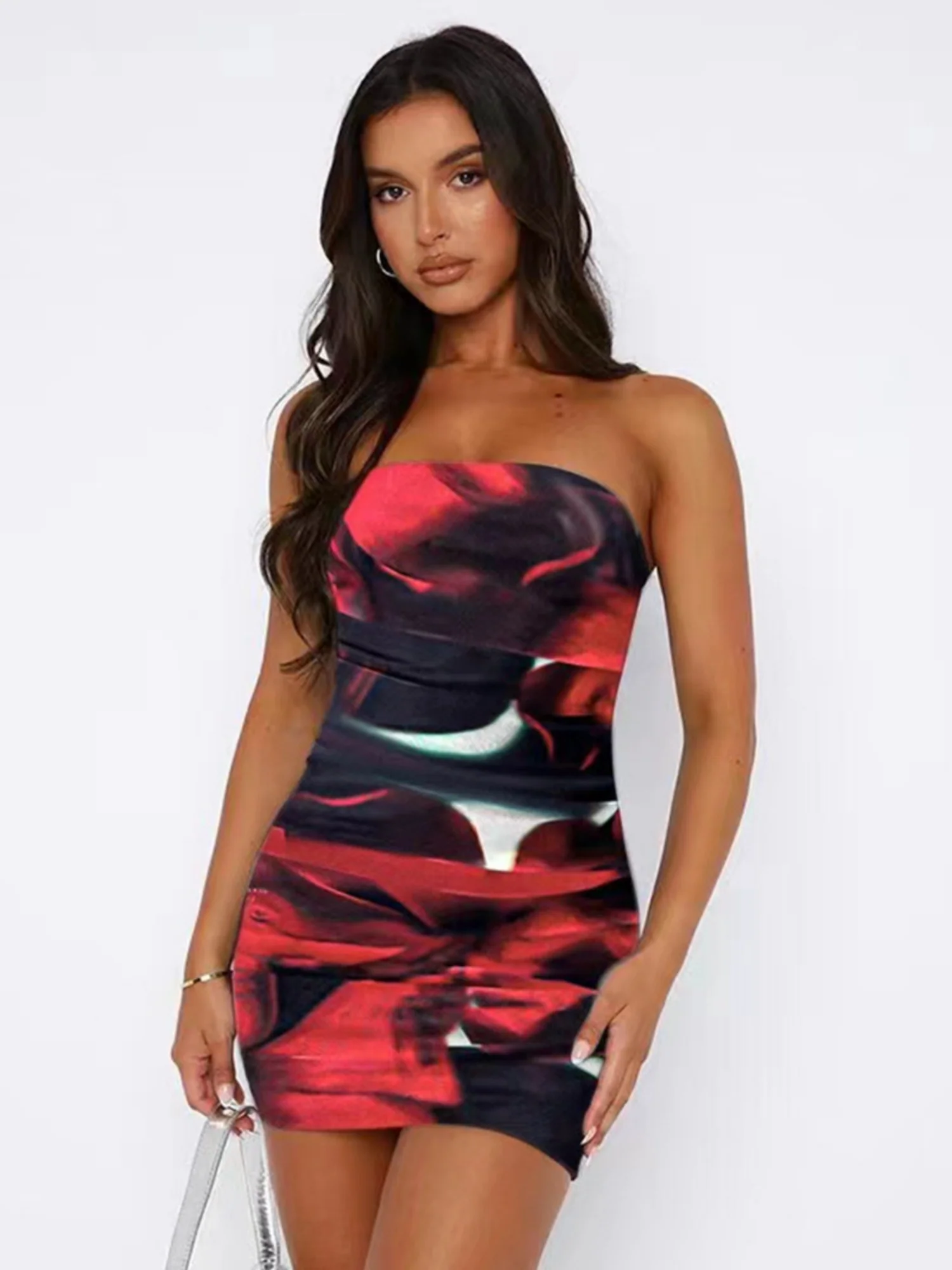 Printed Strapless Bodycon Mini&Short Dresses - Image 7