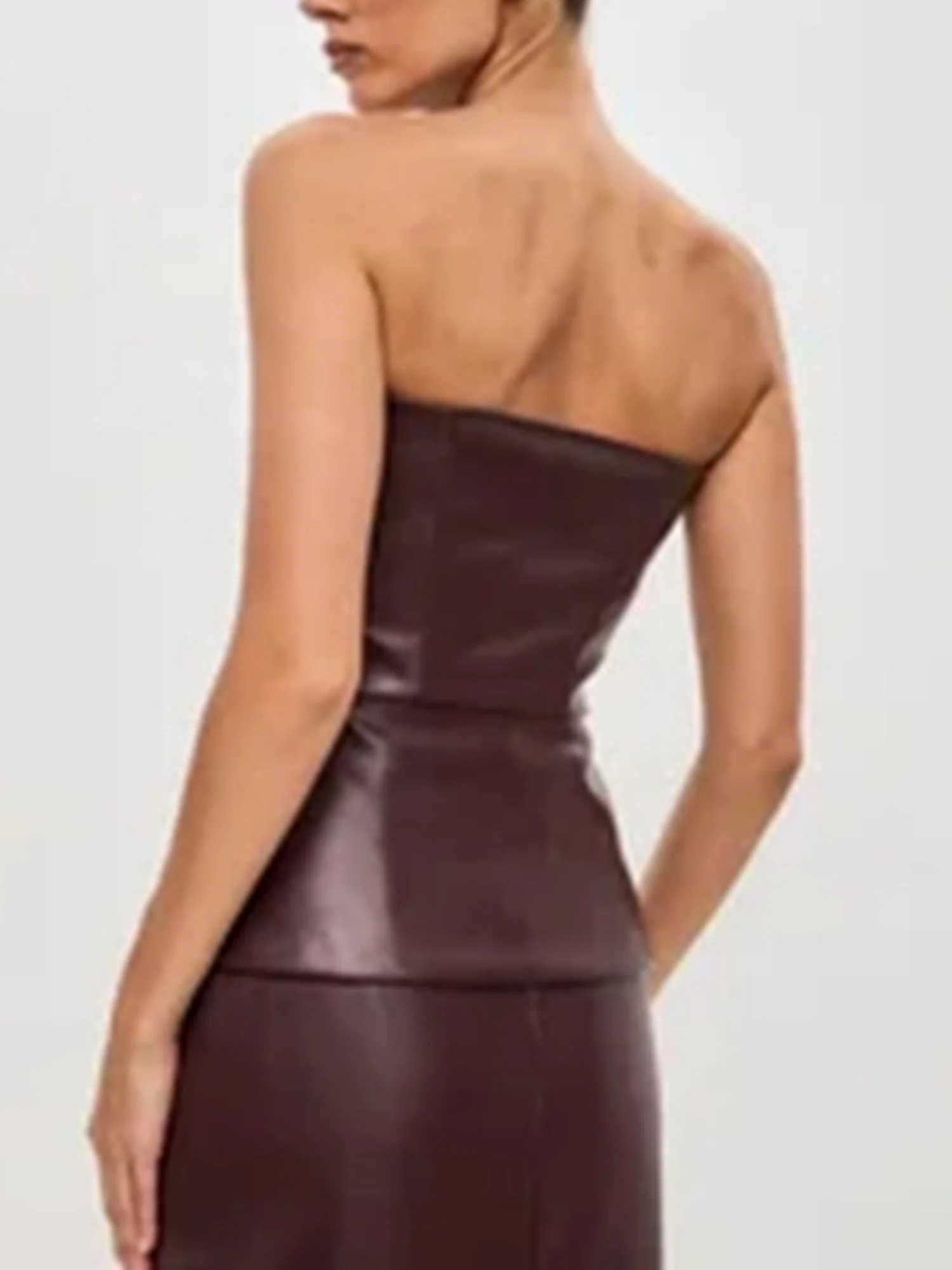 PU Leather Single-breasted Strapless - Image 6