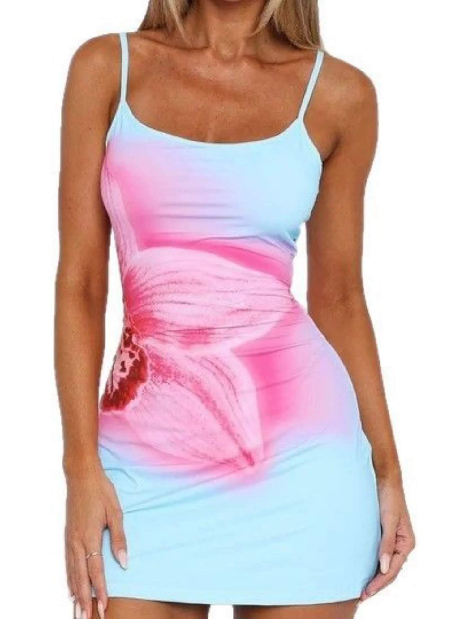 Floral Print Waist-cinching And Hip-hugging Camisoles Mini&Short Dresses - Image 4