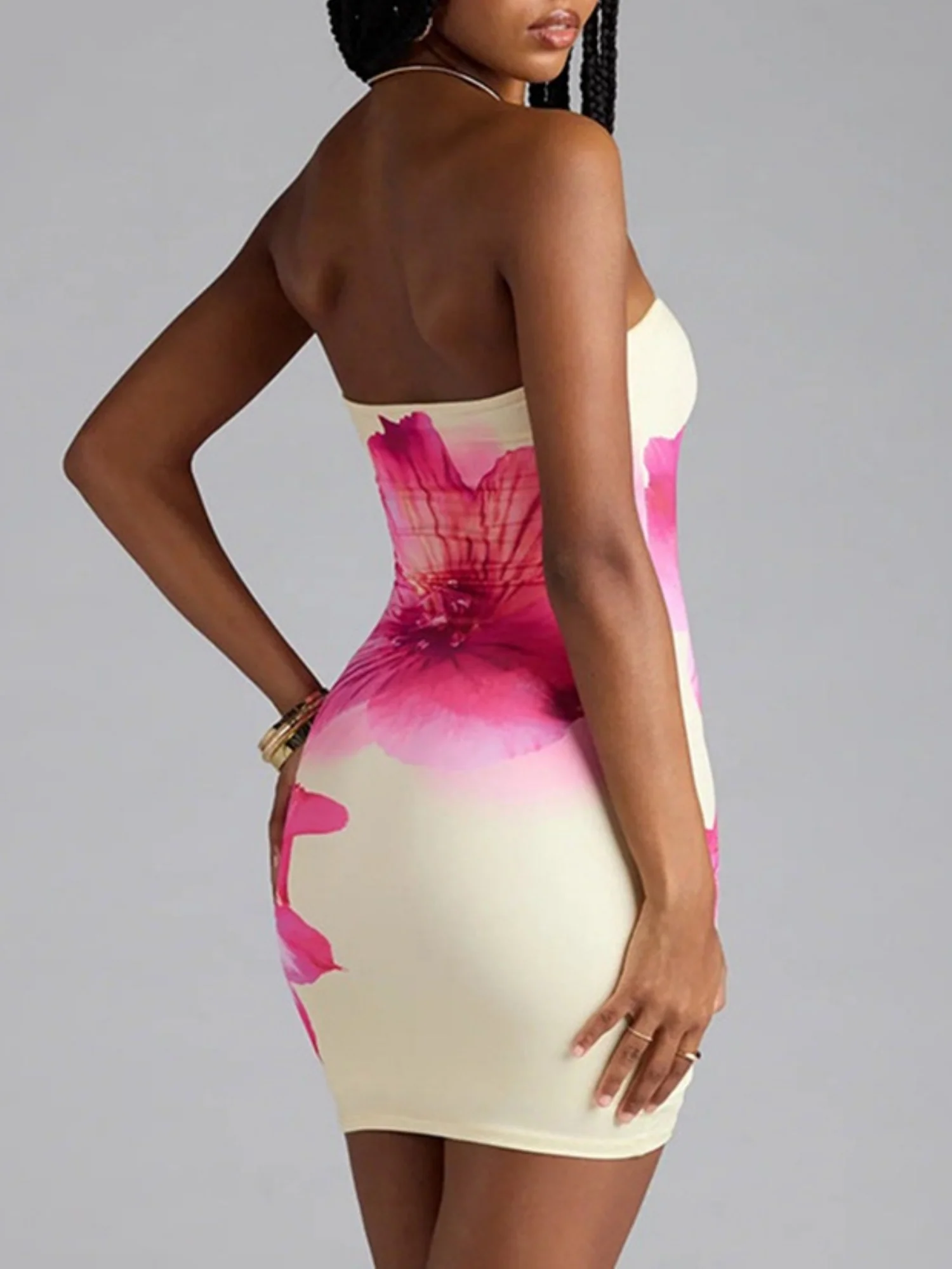 Floral Print Strapless Bodycon Mini&Short Dresses - Image 6