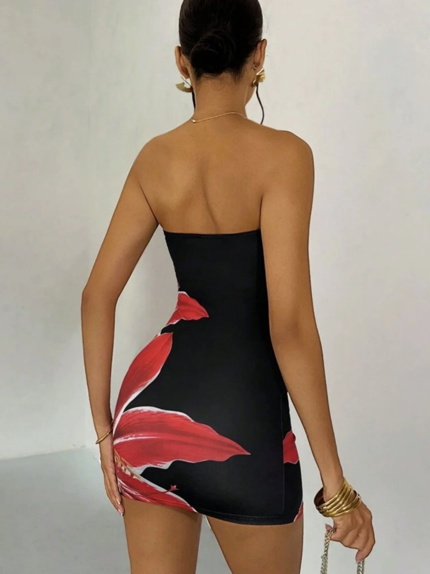 Floral Print Strapless Bodycon Mini&Short Dresses - Image 8