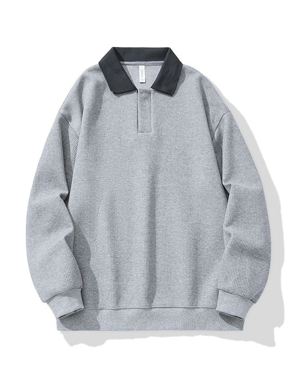 Contrasting Colors Lapel Stripes Sweatshirts - Image 10