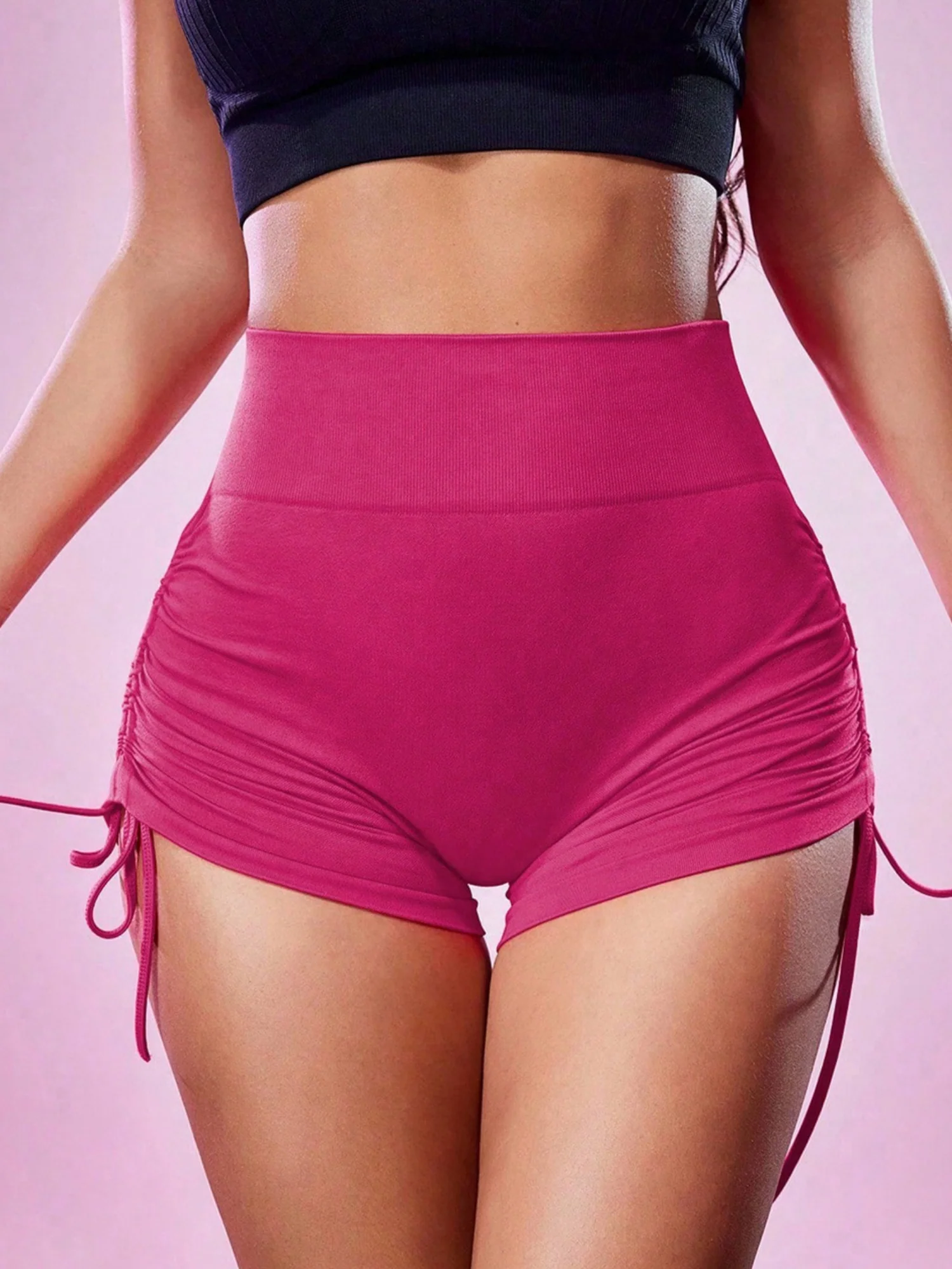 Drawstring High-waisted Hip Lift Exercise And Fitness Yoga Shorts - Image 2