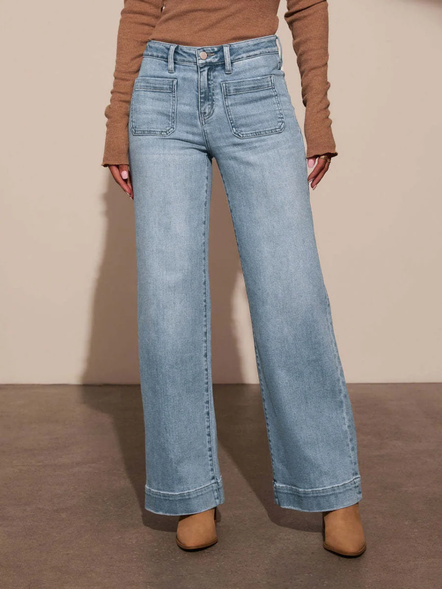 Slimming Wide Leg High Waist Straight Old Jeans - Image 6