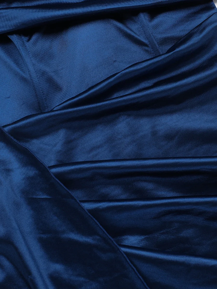 Sexy Strapless Style Deep V-neck Satin Waist Corset Dinner Party Long Dress - Image 5