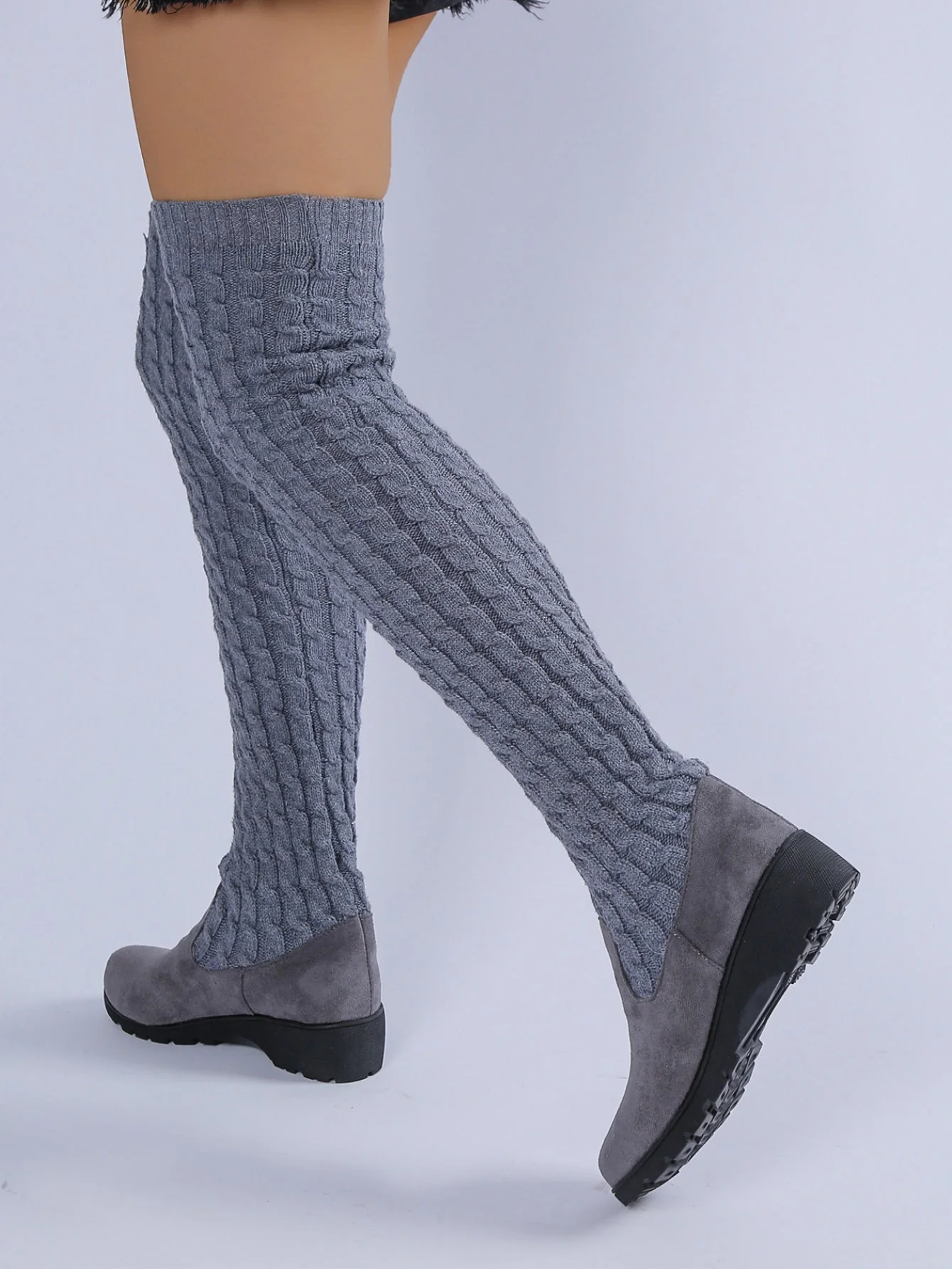 Over-the-knee Knitted Women's Boots - Image 8