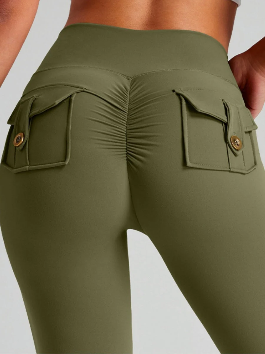 Pocket Peach Butt Yoga High Waist Buttocks Lift Sanded Stretch Tight Fit Sports Pants - Image 10