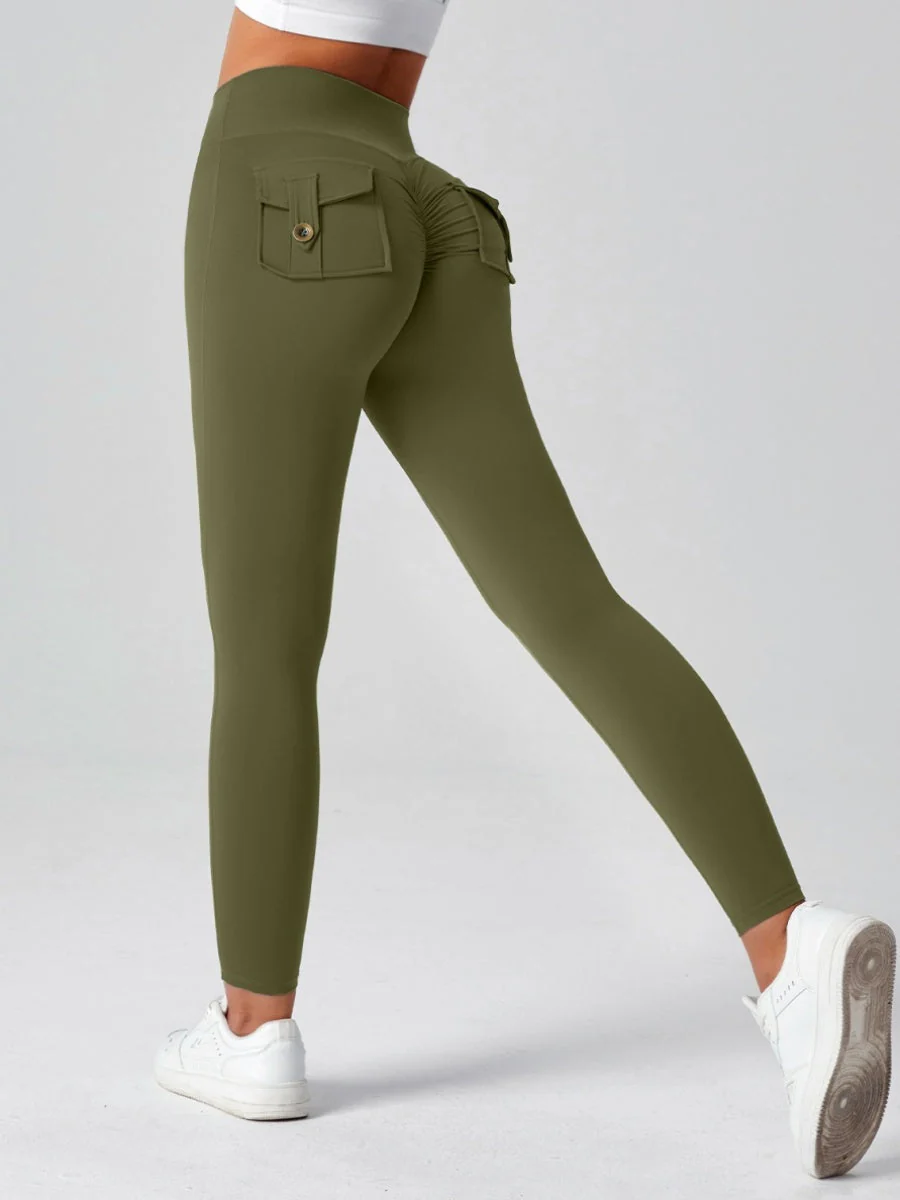 Pocket Peach Butt Yoga High Waist Buttocks Lift Sanded Stretch Tight Fit Sports Pants - Image 6