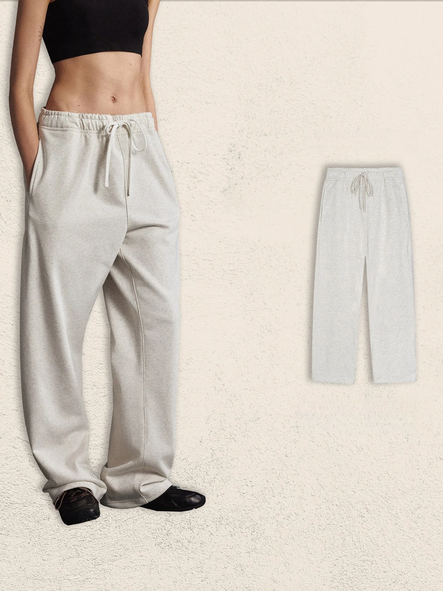 Half Zipper Stand Collar Rough Edge Splicing Sweatshirts&Hoodies Straight-leg Trousers Set - Image 10