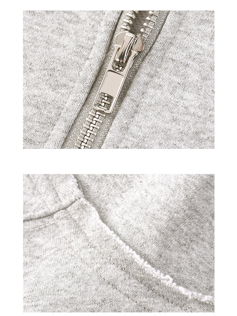 Half Zipper Stand Collar Rough Edge Splicing Sweatshirts&Hoodies Straight-leg Trousers Set - Image 12