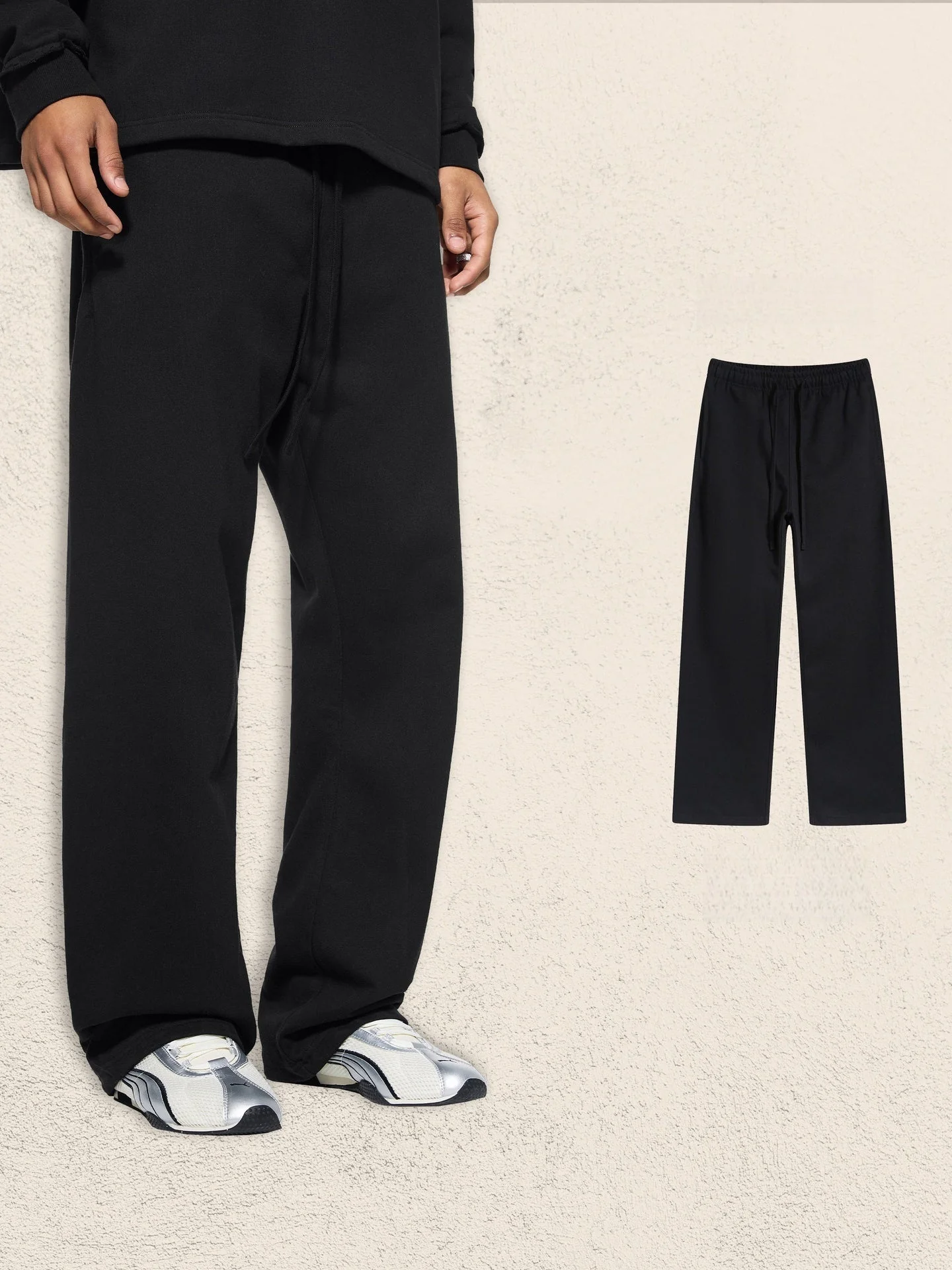Half Zipper Stand Collar Rough Edge Splicing Sweatshirts&Hoodies Straight-leg Trousers Set - Image 3