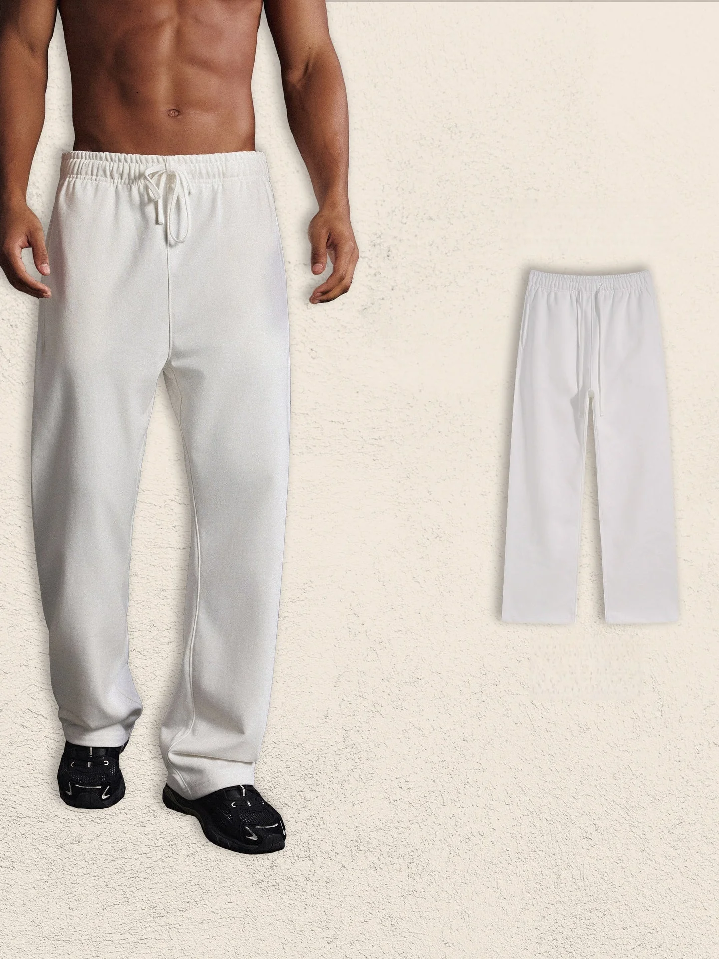 Half Zipper Stand Collar Rough Edge Splicing Sweatshirts&Hoodies Straight-leg Trousers Set - Image 5