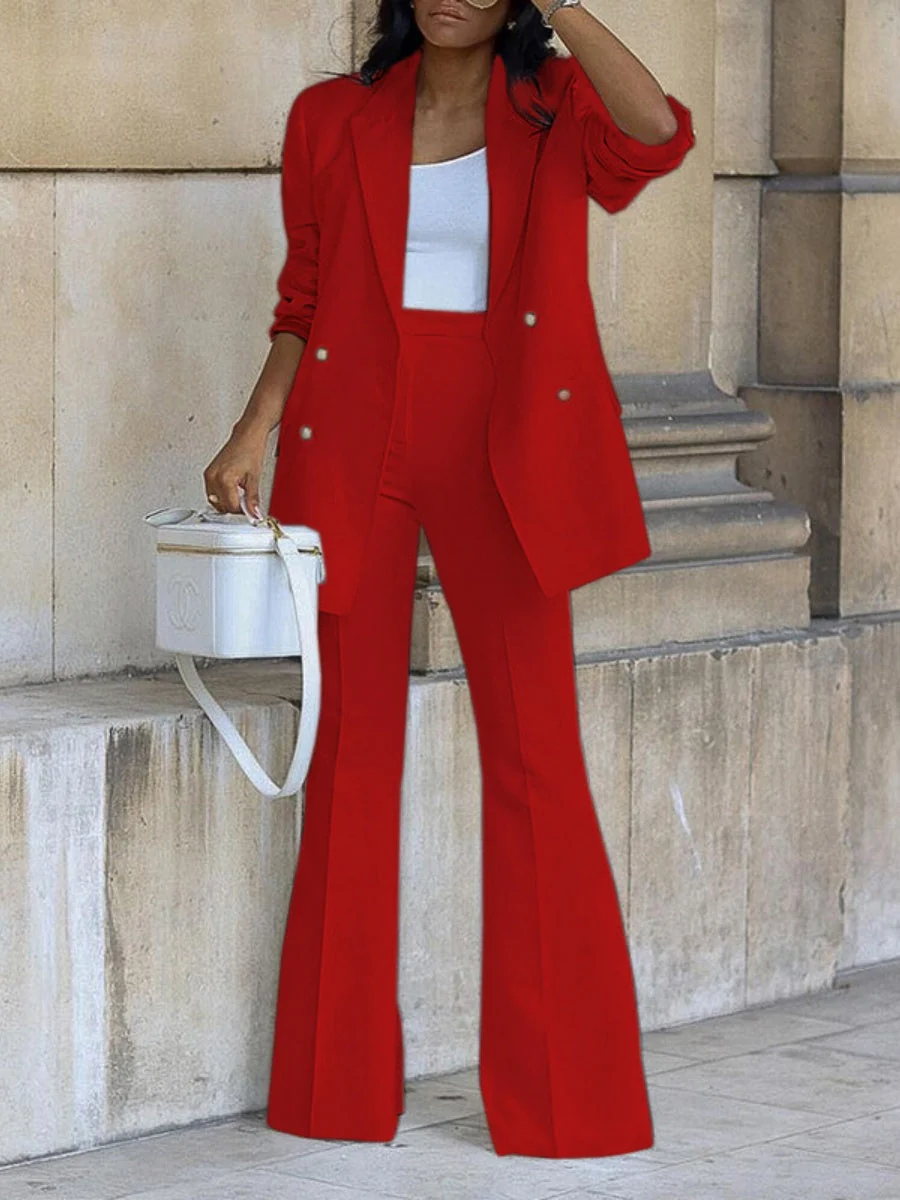Casual Suit Wide-leg Trousers Suit 2-piece Sets - Image 11