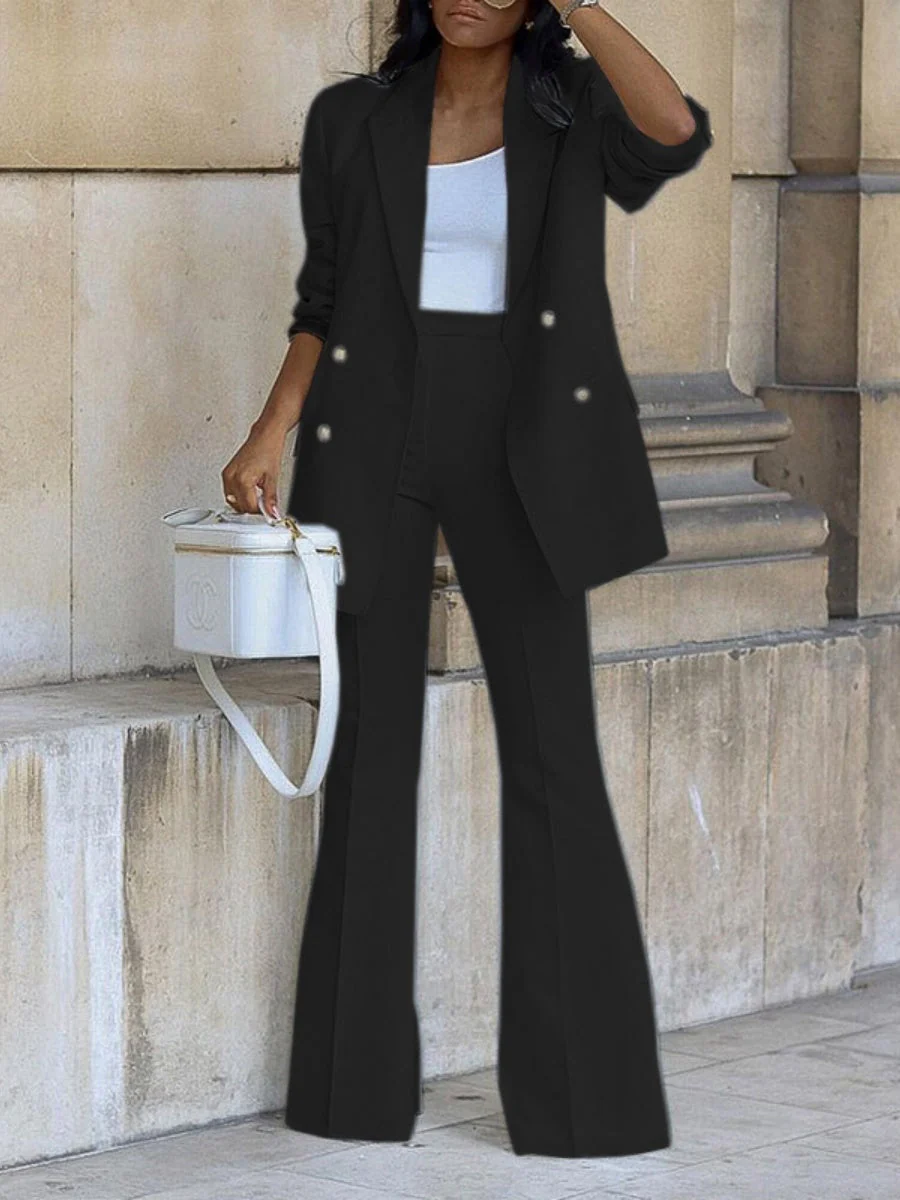 Casual Suit Wide-leg Trousers Suit 2-piece Sets - Image 12