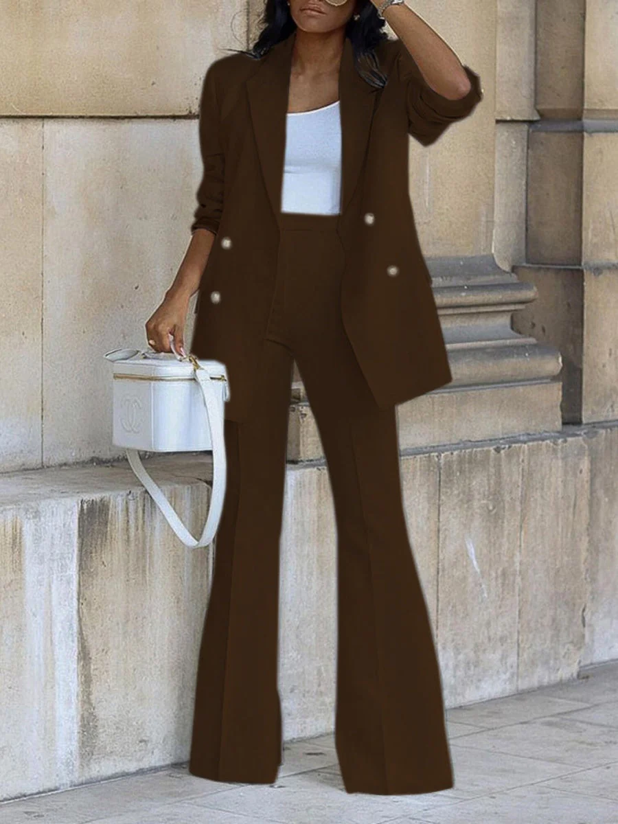 Casual Suit Wide-leg Trousers Suit 2-piece Sets - Image 9