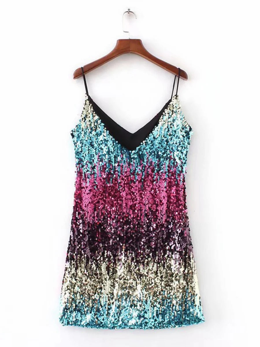 Sequins Sexy Camisoles Formal Dress Mini&Short Dresses - Image 8