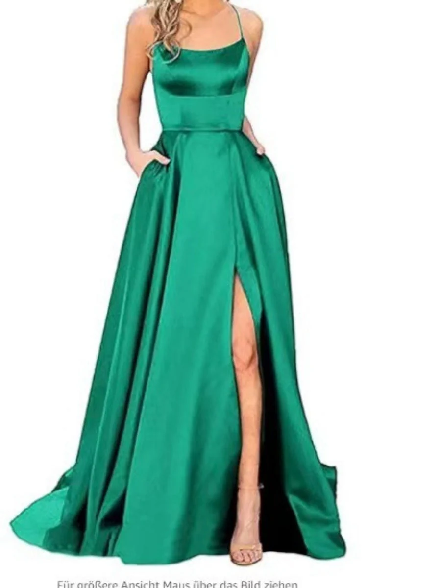 Backless Bandage Satin High Slit Bridesmaid Dresses Cocktail Party Maxi Dresses - Image 3