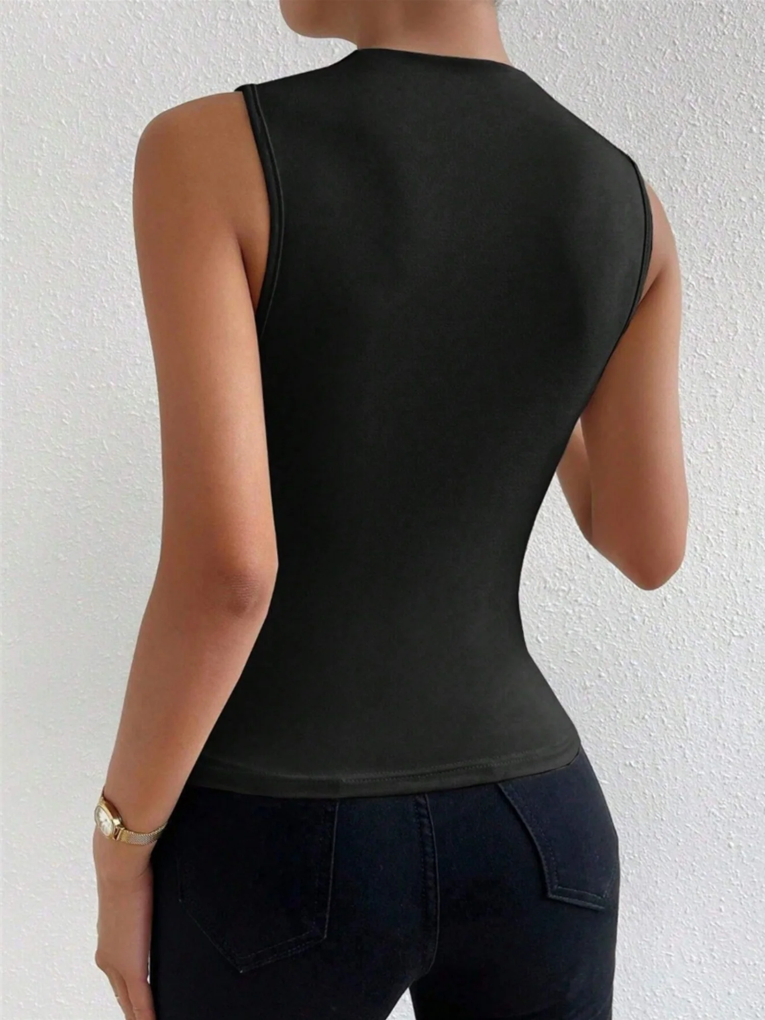 Pleated Mock Neck Tank Tops - Image 5