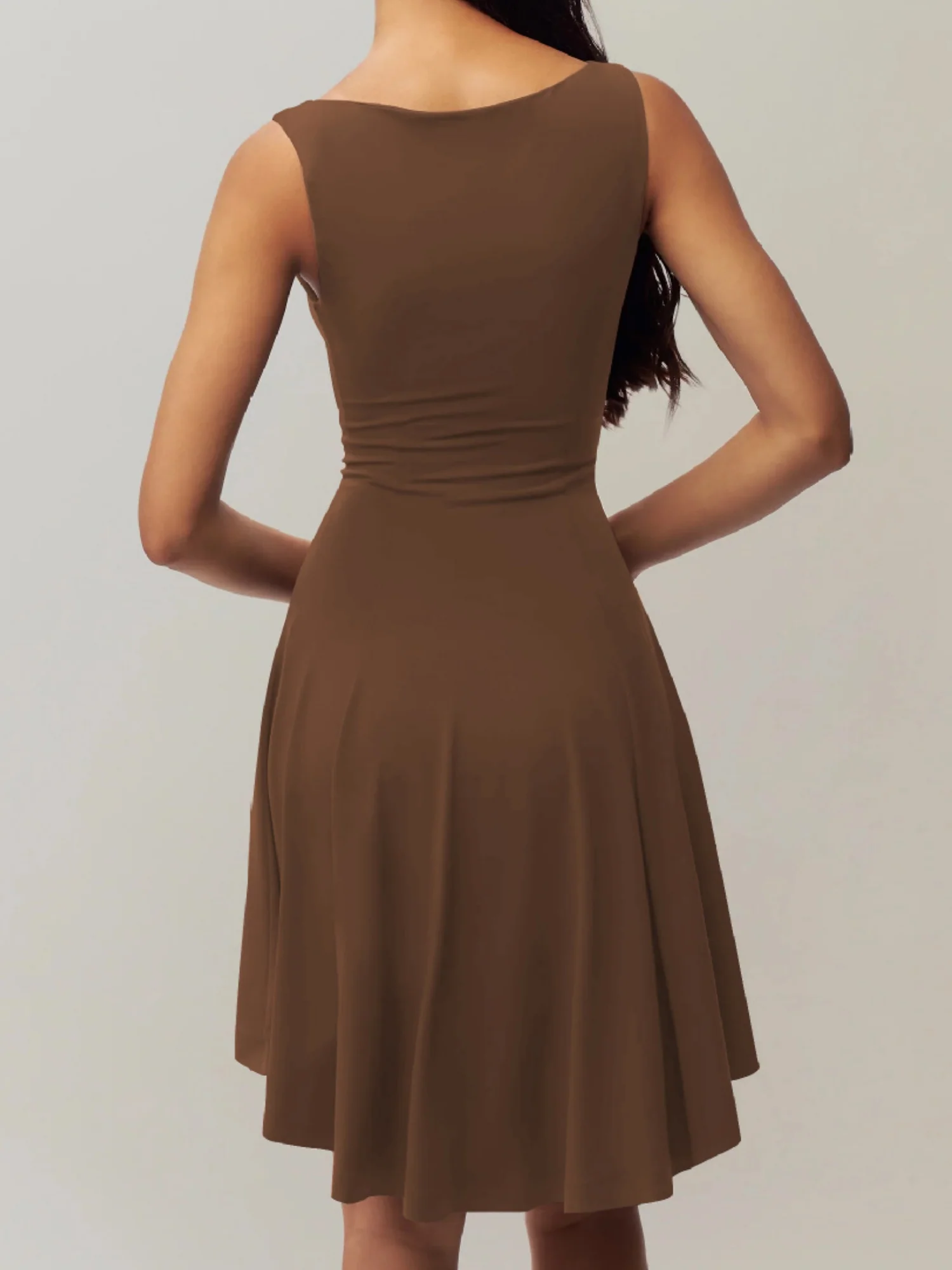 Off-the-shoulder Neckline Sleeveless Irregular Hem Mini&Short Dresses - Image 3