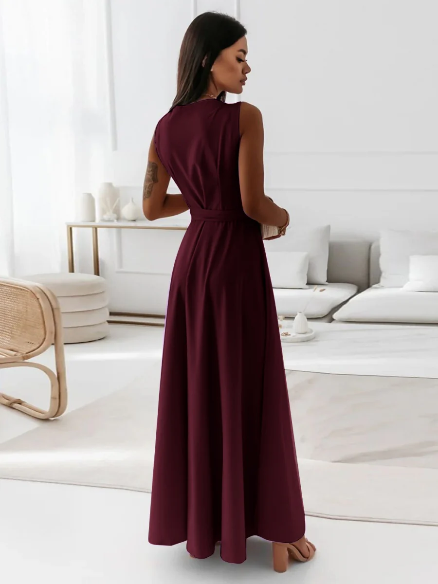 Lace Up V-neck Formal Dress Maxi Dresses - Image 14