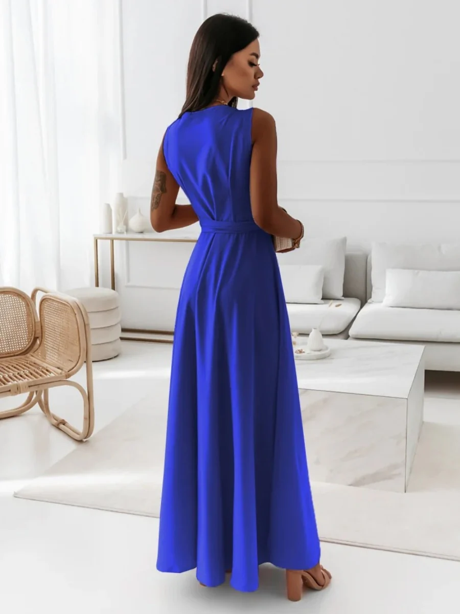 Lace Up V-neck Formal Dress Maxi Dresses - Image 22