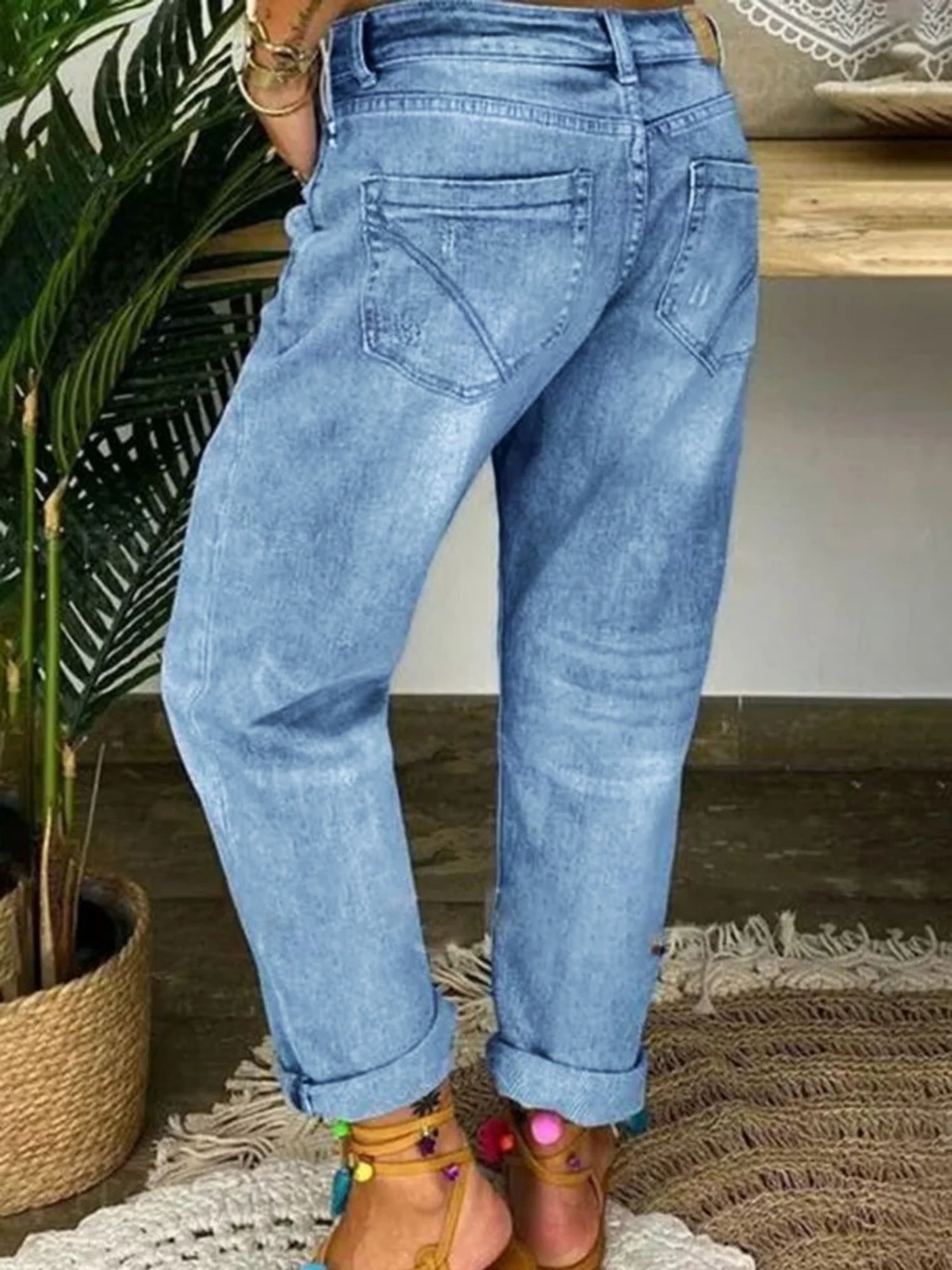 Hole Washed Loose-fit Jeans - Image 2