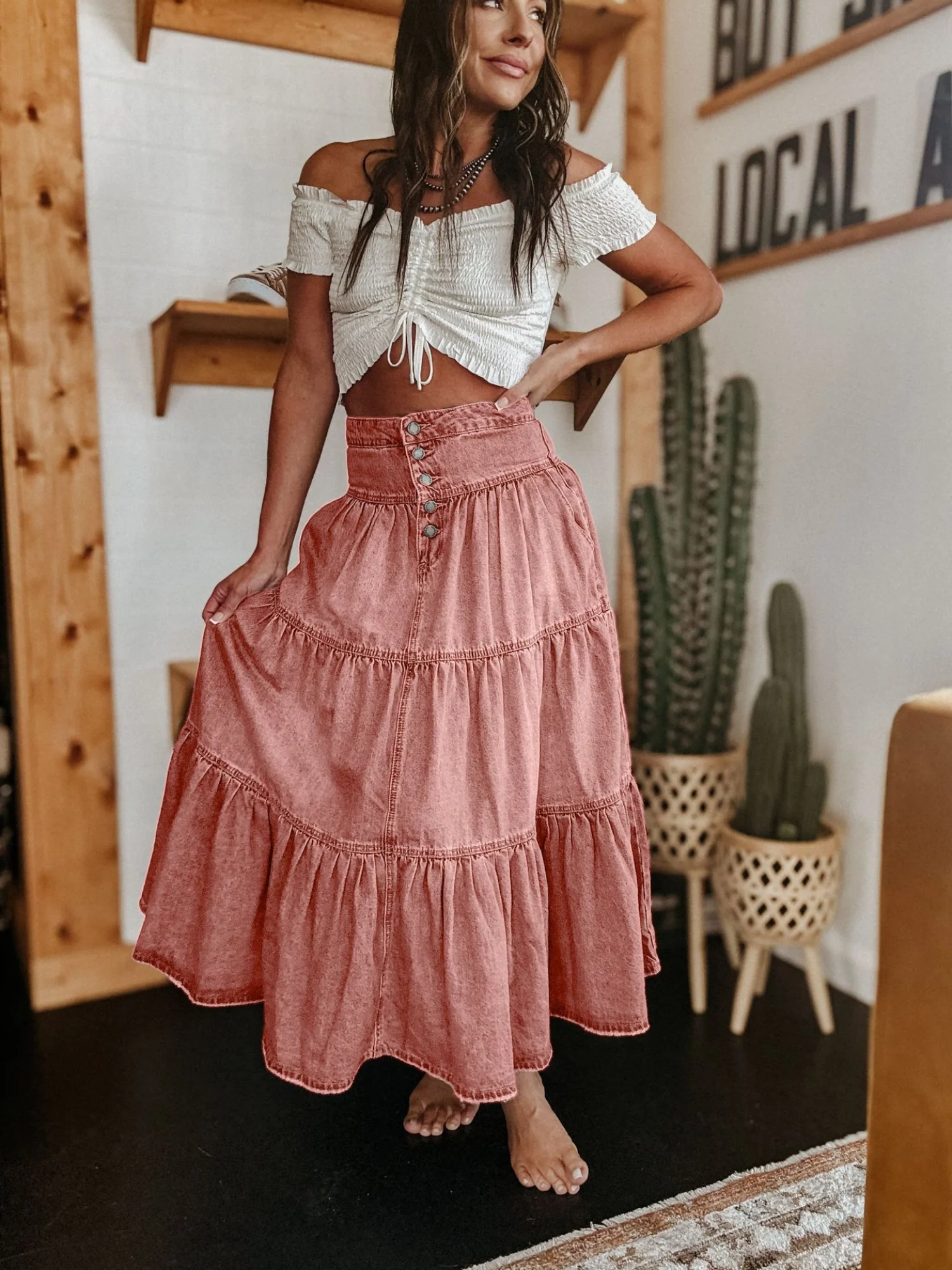 Denim Layered Splicing Cake Skirt - Image 4