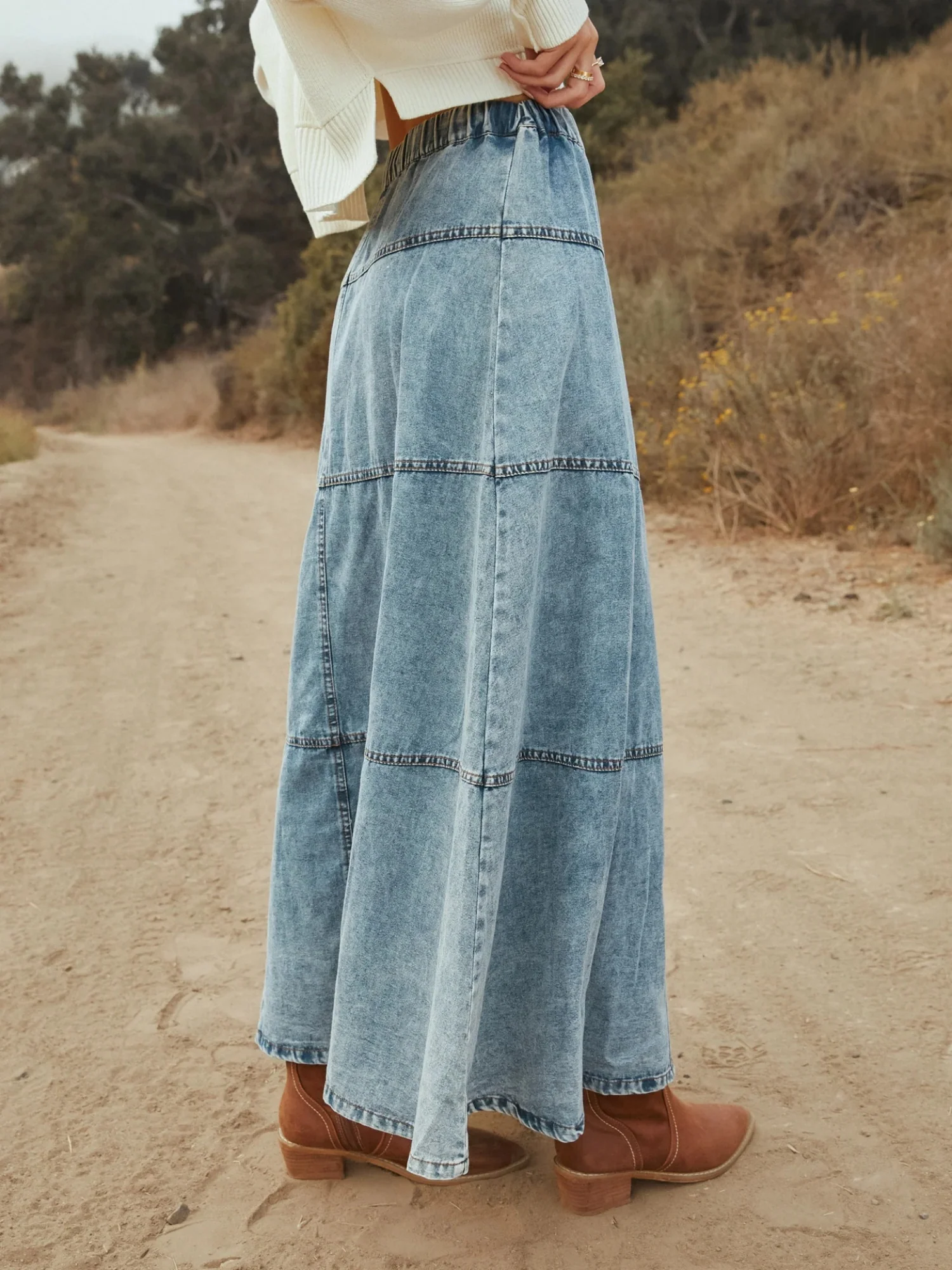Denim Layered Splicing Skirts - Image 2