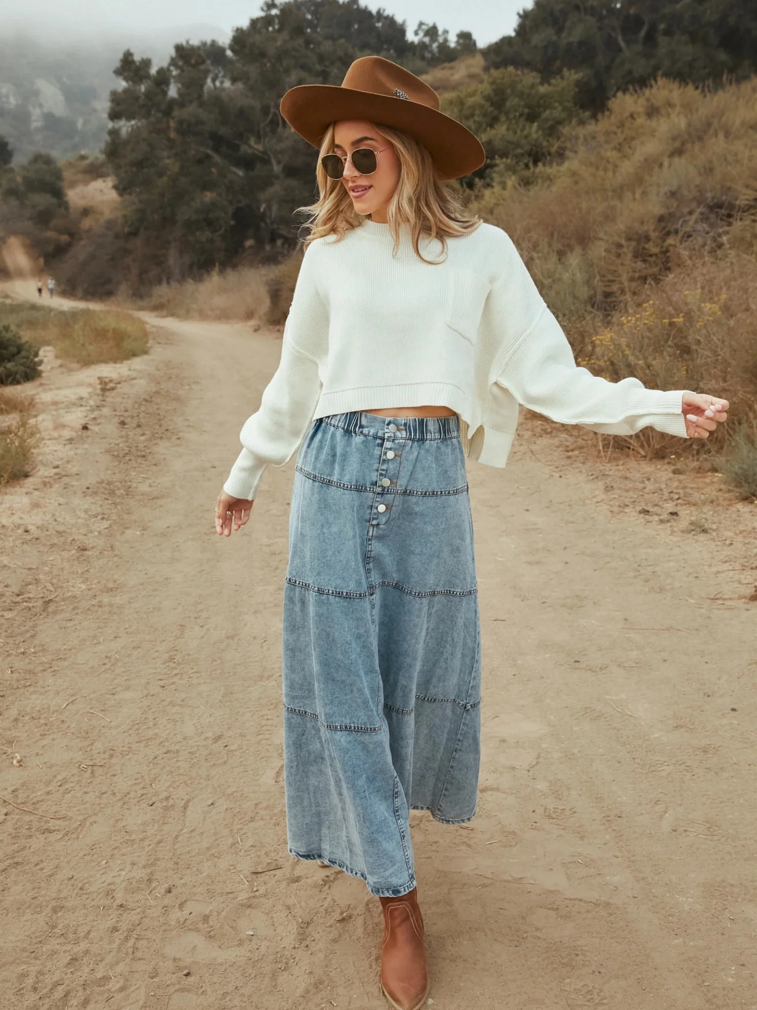 Denim Layered Splicing Skirts - Image 4