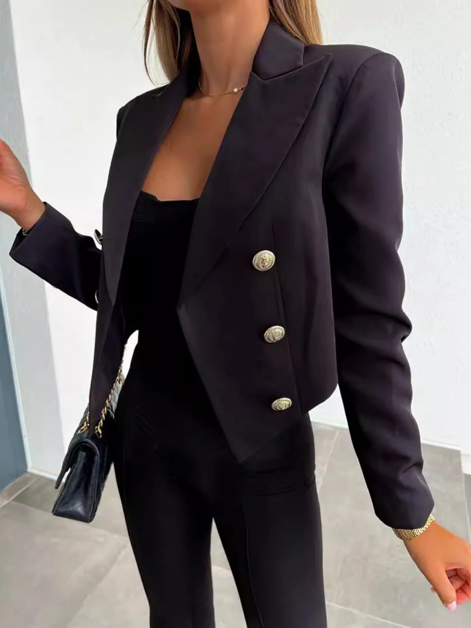 Buttons Lapel Short Blazers - Image 3