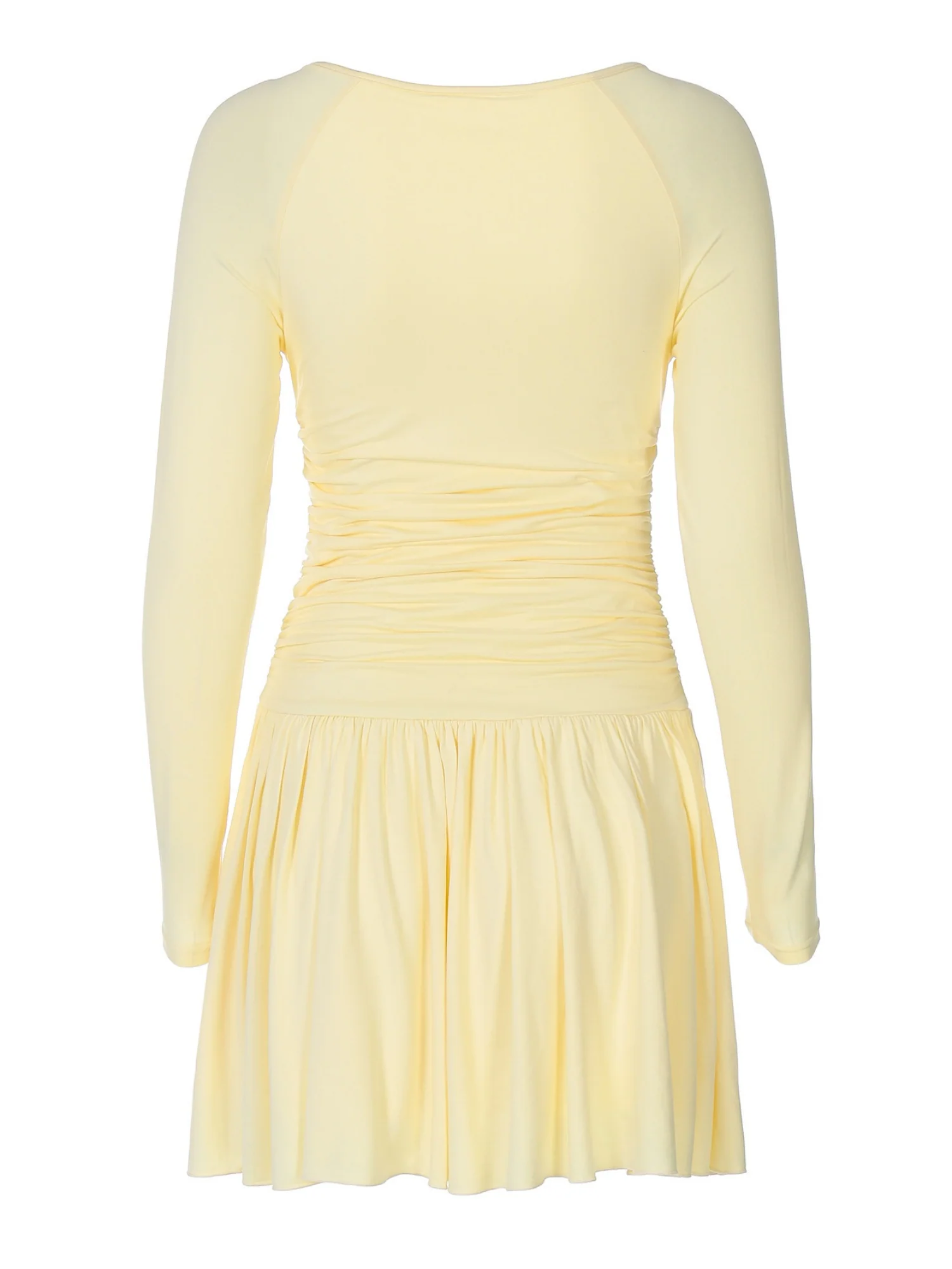 Pleated V-neck Long Sleeve Mini&Short Dresses - Image 5