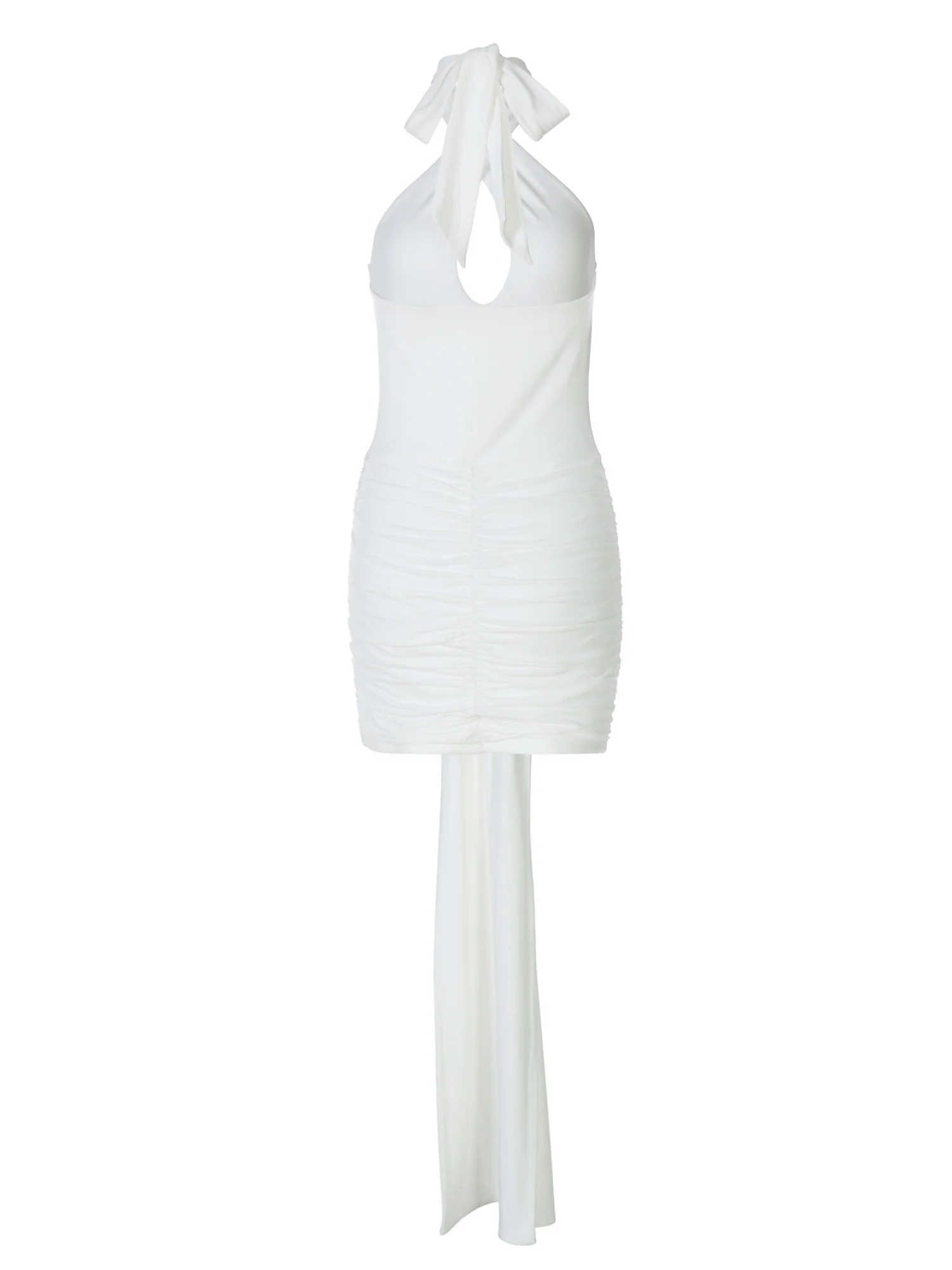 Metal Decoration Halter Neck Deep V Cross Straps Exposed Backpack Buttocks Pleated Mini&Short Dresses - Image 6