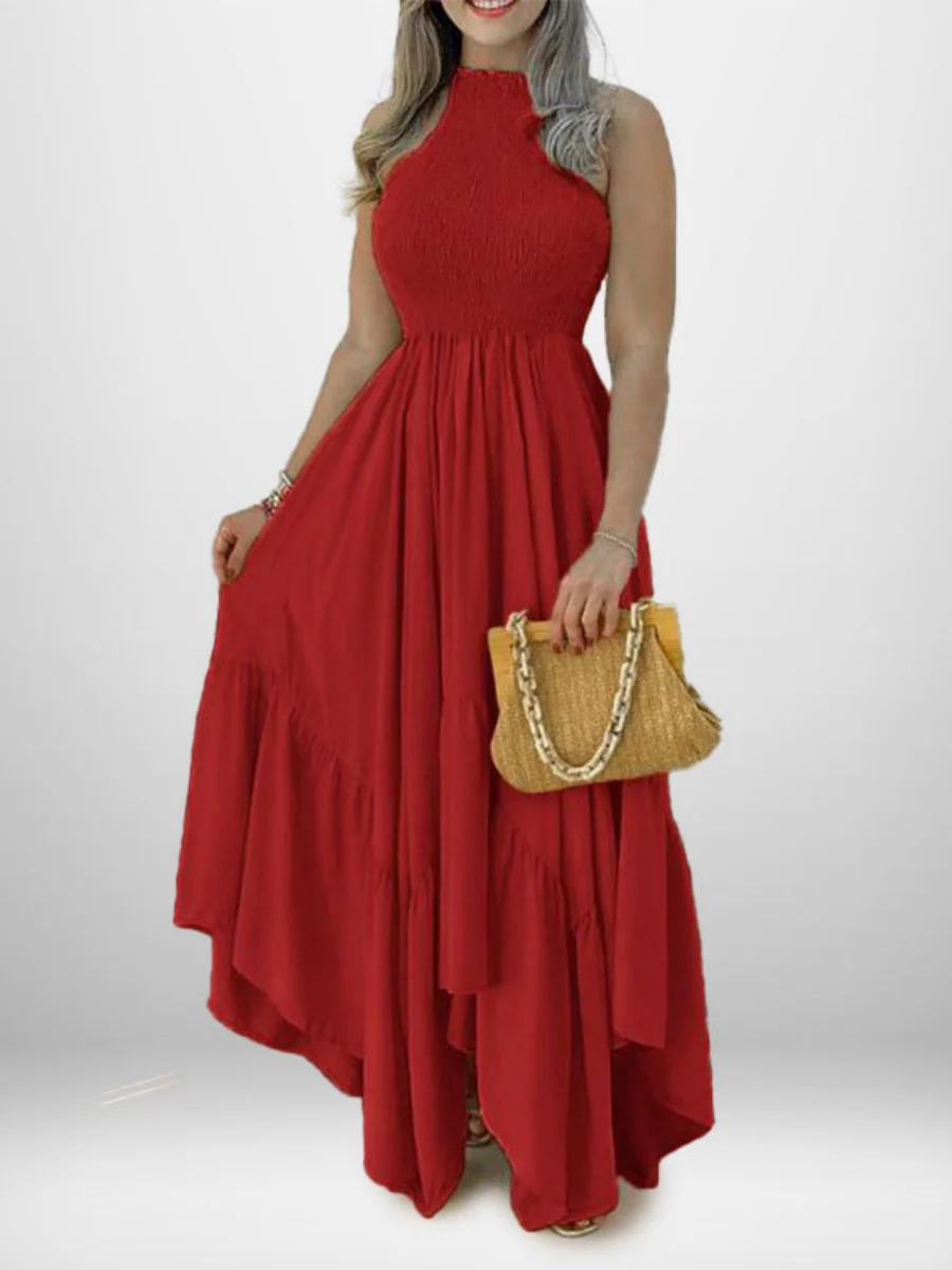 Halter Sleeveless Irregular Hem Temperament Vacation Parties Maxi Dresses - Image 3