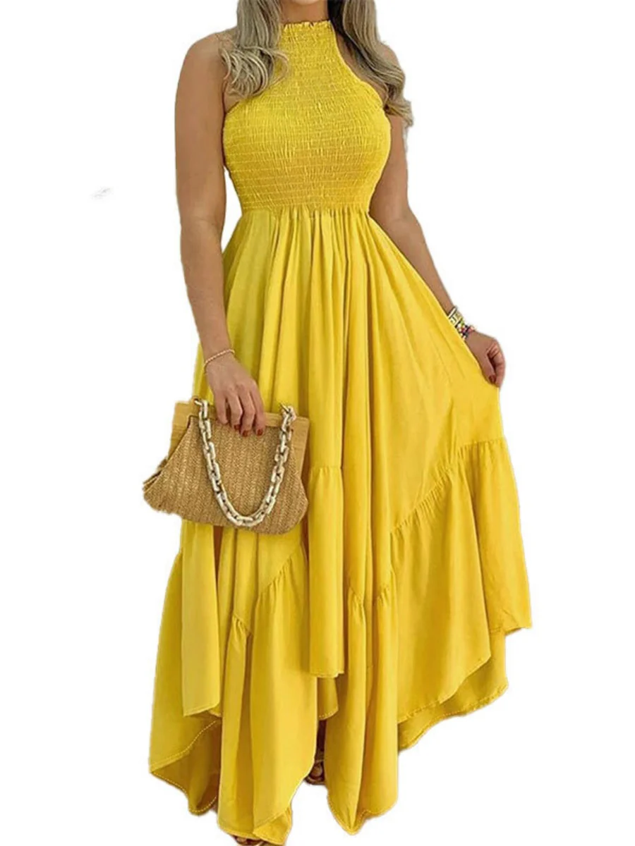 Halter Sleeveless Irregular Hem Temperament Vacation Parties Maxi Dresses - Image 4