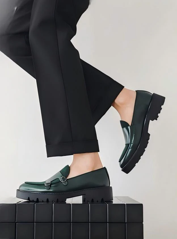 Patchwork Platform Slip-on Loafers - Image 10