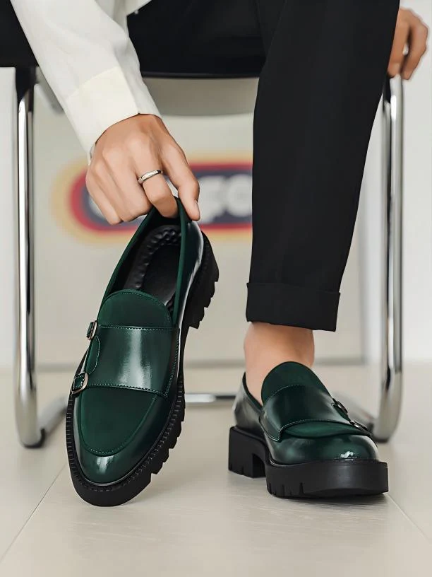 Patchwork Platform Slip-on Loafers - Image 11