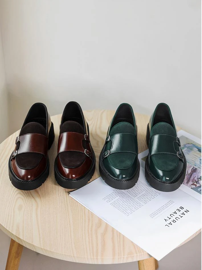 Patchwork Platform Slip-on Loafers - Image 12