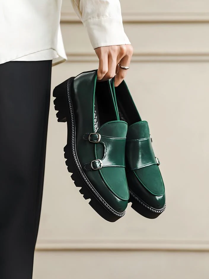 Patchwork Platform Slip-on Loafers - Image 14