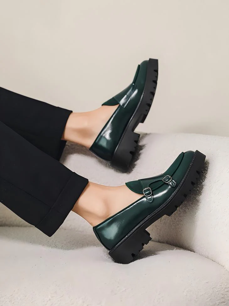 Patchwork Platform Slip-on Loafers - Image 15