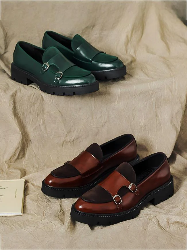 Patchwork Platform Slip-on Loafers - Image 18