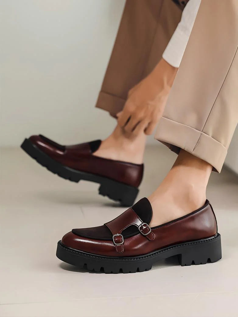 Patchwork Platform Slip-on Loafers - Image 2