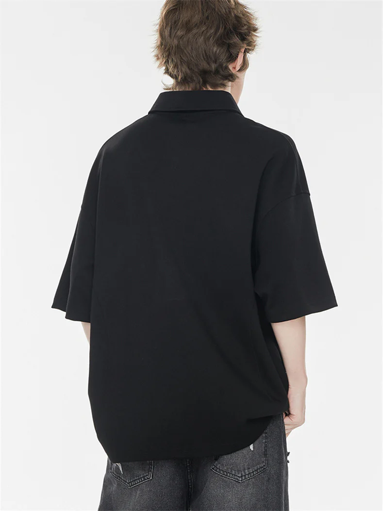Simple Slogan Collared Casual Mid-sleeve T-shirt - Image 11
