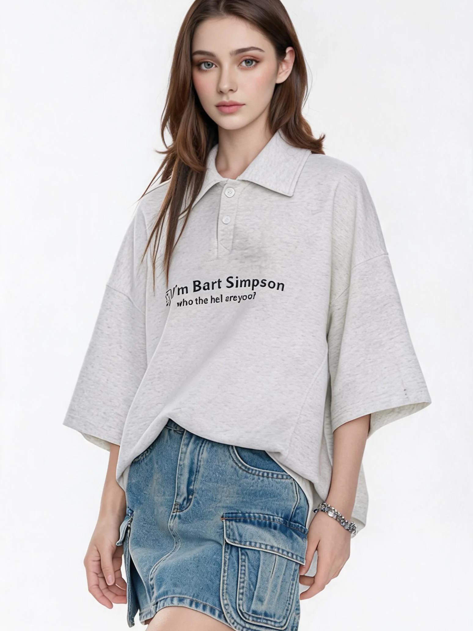 Simple Slogan Collared Casual Mid-sleeve T-shirt - Image 13