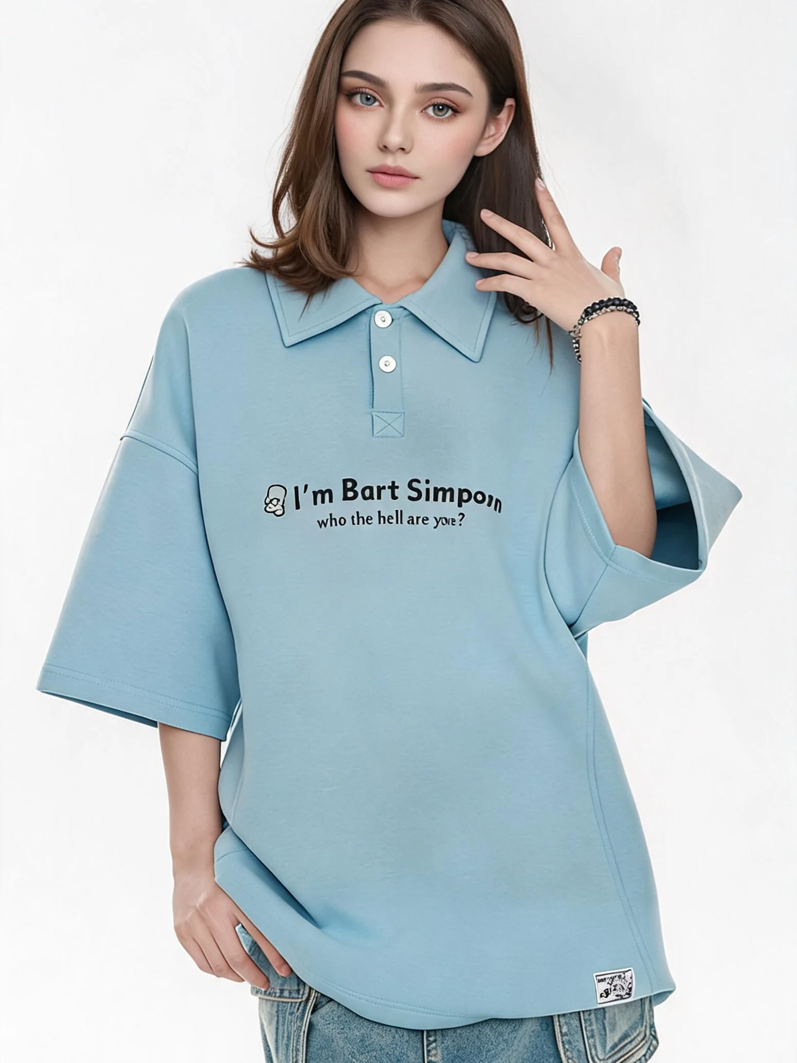 Simple Slogan Collared Casual Mid-sleeve T-shirt - Image 14