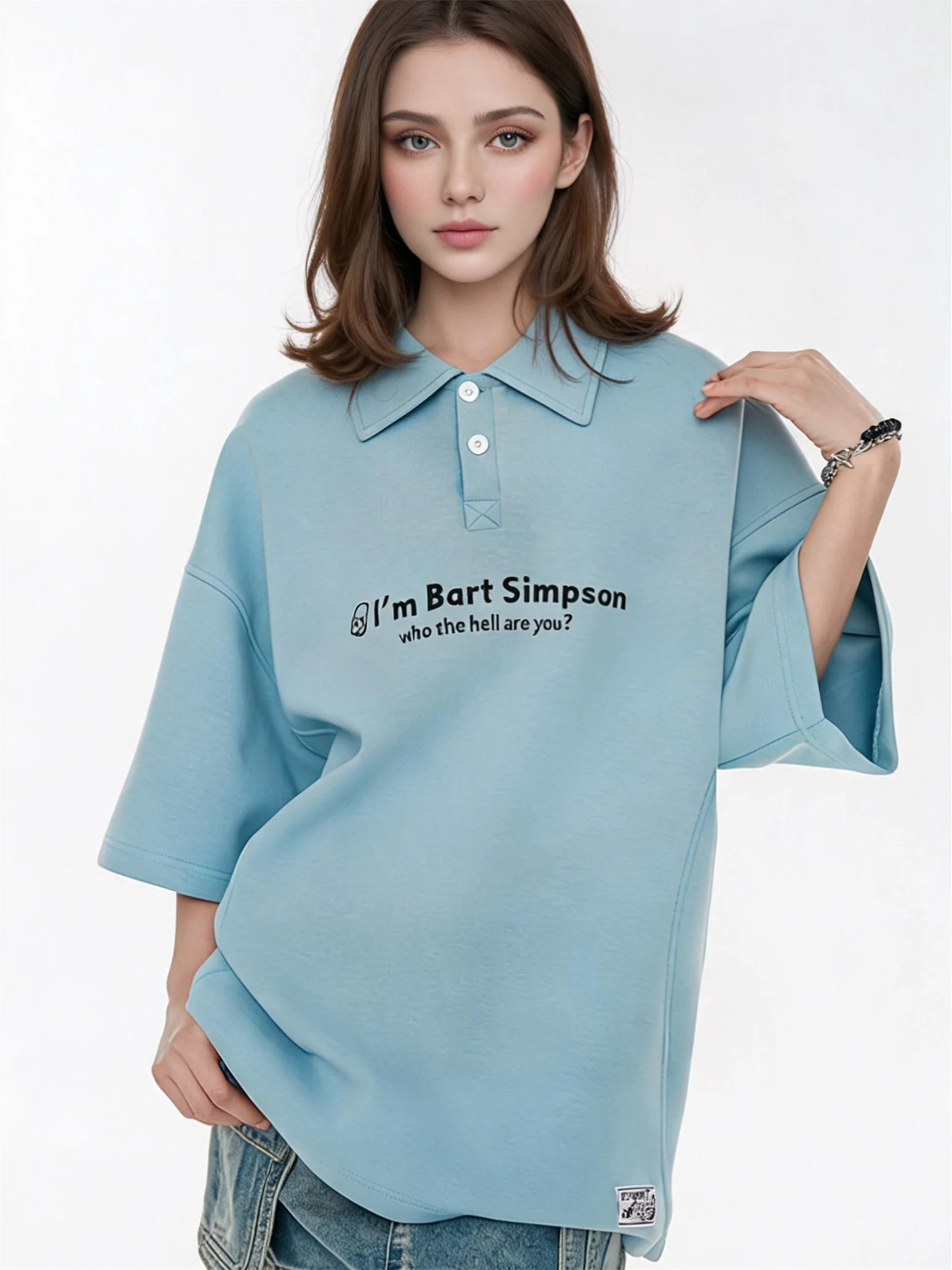 Simple Slogan Collared Casual Mid-sleeve T-shirt - Image 15