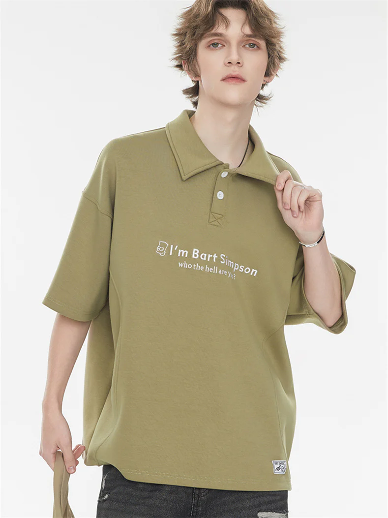 Simple Slogan Collared Casual Mid-sleeve T-shirt - Image 4